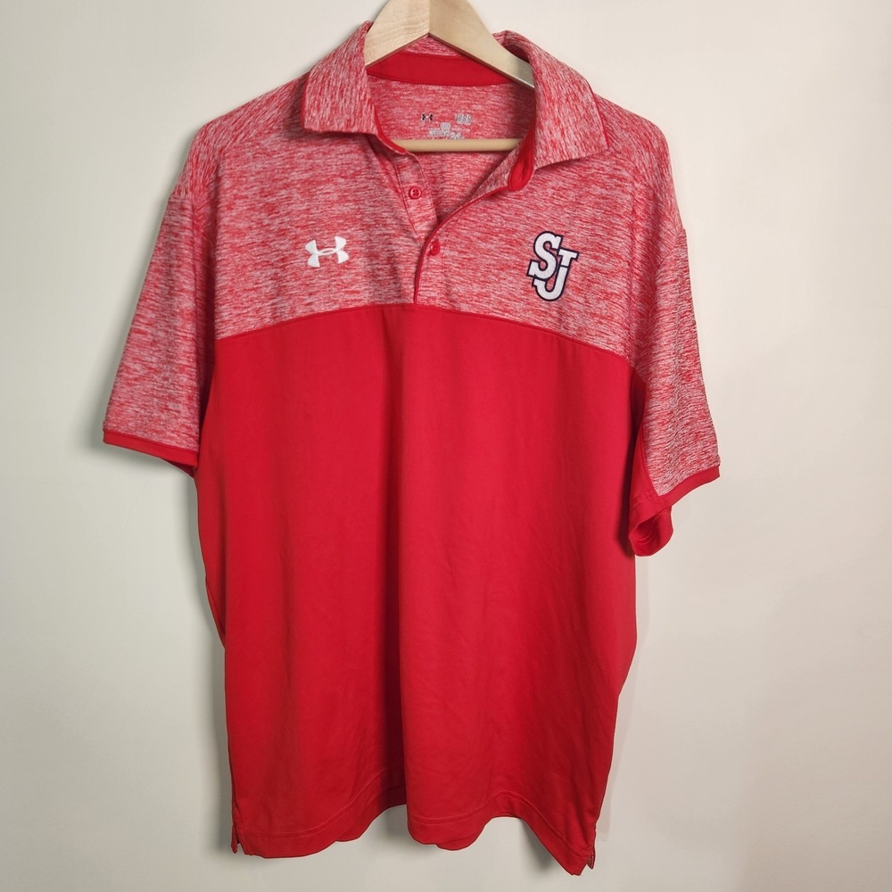Under Armour Men's Loose Fit Polo Shirt Red Heather St. John's Large L 1276227